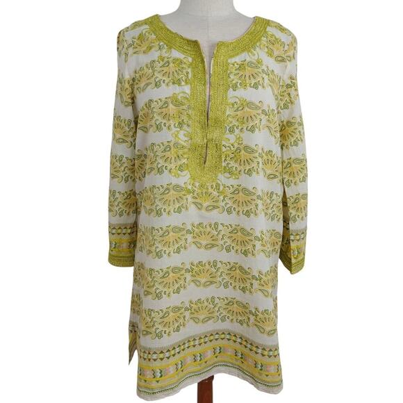 Calypso St Barth Embroidered Tunic Top Beach Coverup Size Medium Boho Resort - Picture 1 of 10